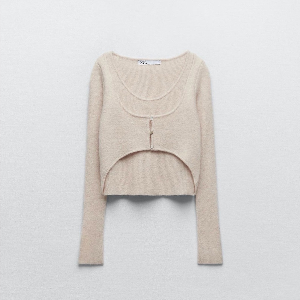 Zara Wool Blend Buttoned Sweater